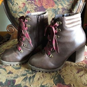 Maurices brown leather heeled boots